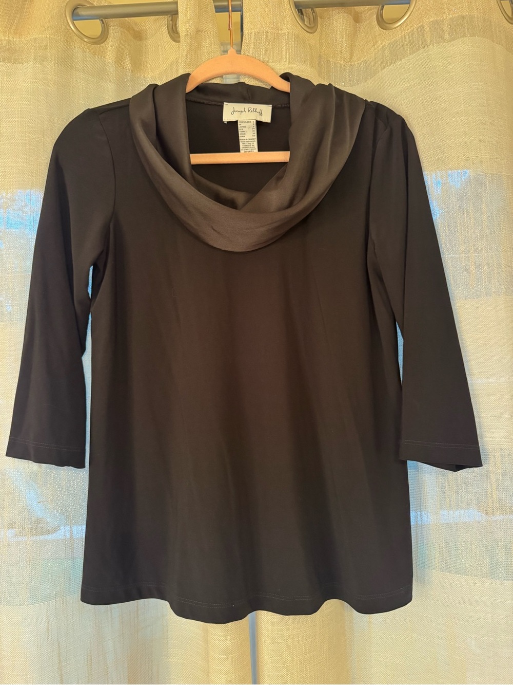 Joseph Ribkoff Satin Cowl Collar Top Black Cowl Neck Tunic